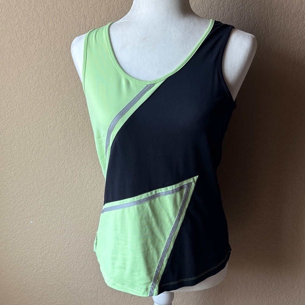 Jamie Sadock black and green tennis tank, size small